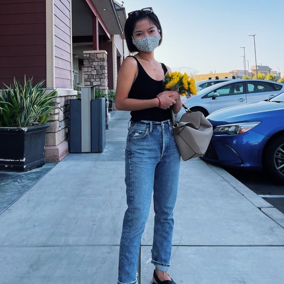 Agolde Riley medium blue cropped high-rise straight-leg crop organic jeans 23 - Picture 9 of 9